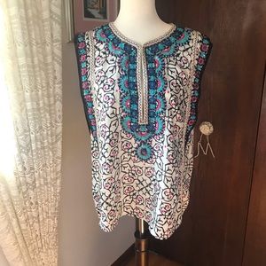 Calypso St. Barth Beaded Embroidered Silk Blouse